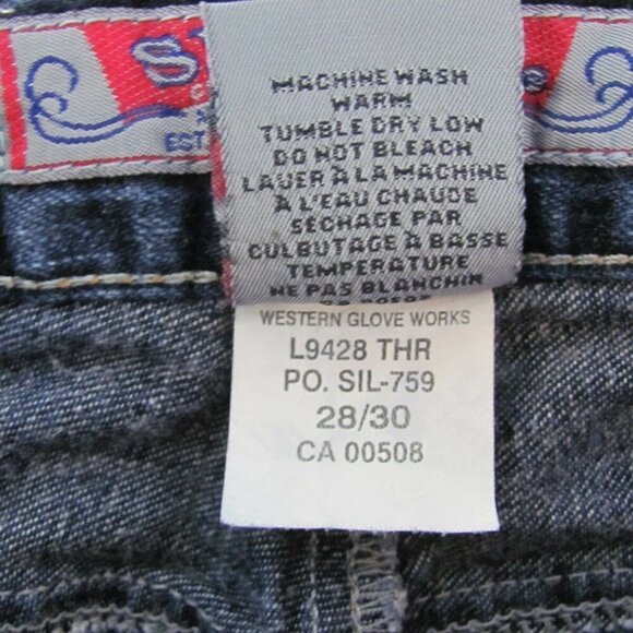 Silver Jeans Women's Size 28 (28 x 29 Measured) Bootcut Dark Wash Slit Leg - Picture 11 of 11